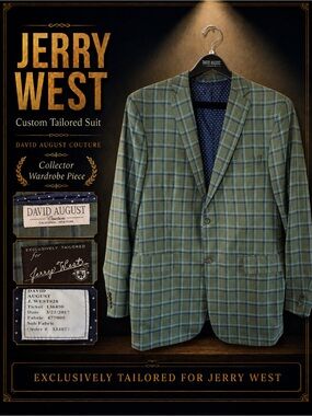 Jerry West Custom Suit Lakers NBA Memorabilia Hall of Fame The Logo David August